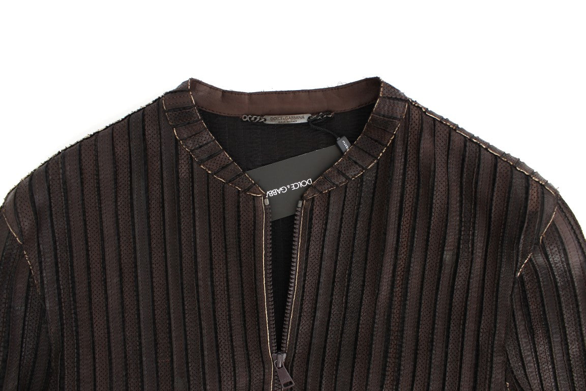 Brown Leather Jacket Biker Coat