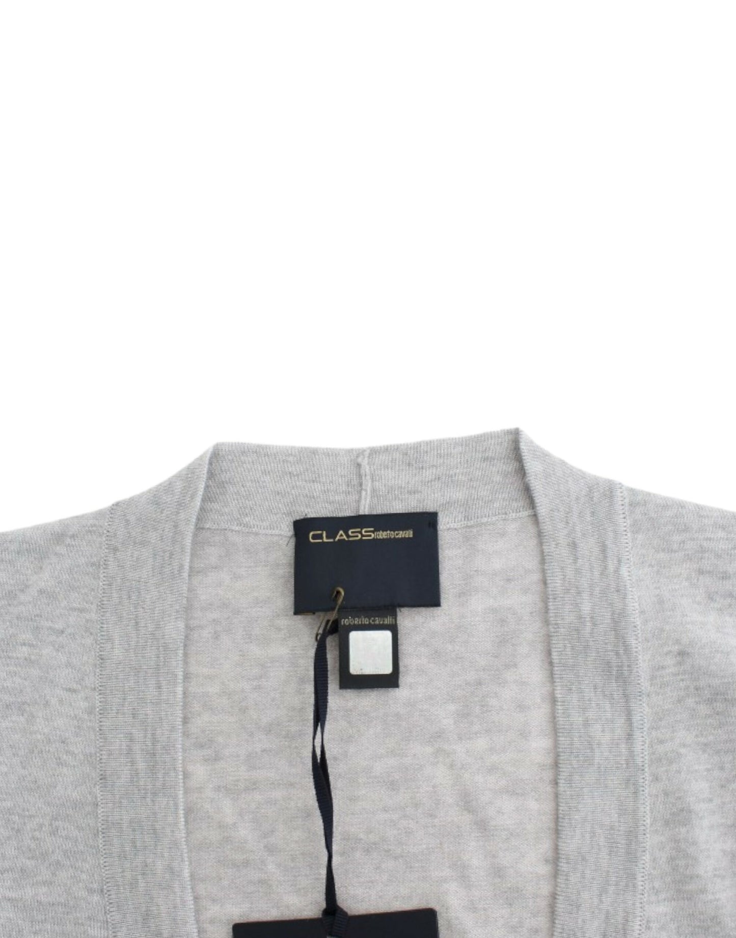 Gray cropped wool cardigan
