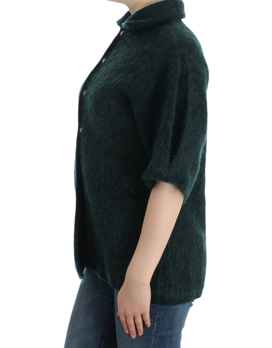 Elegant Green Wool-Mohair Blend Cardigan