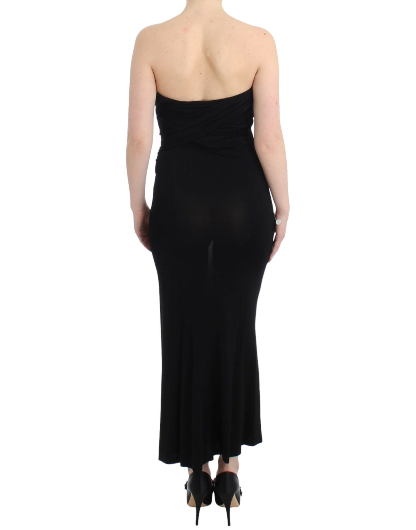 Elegant Strapless Black Maxi Dress