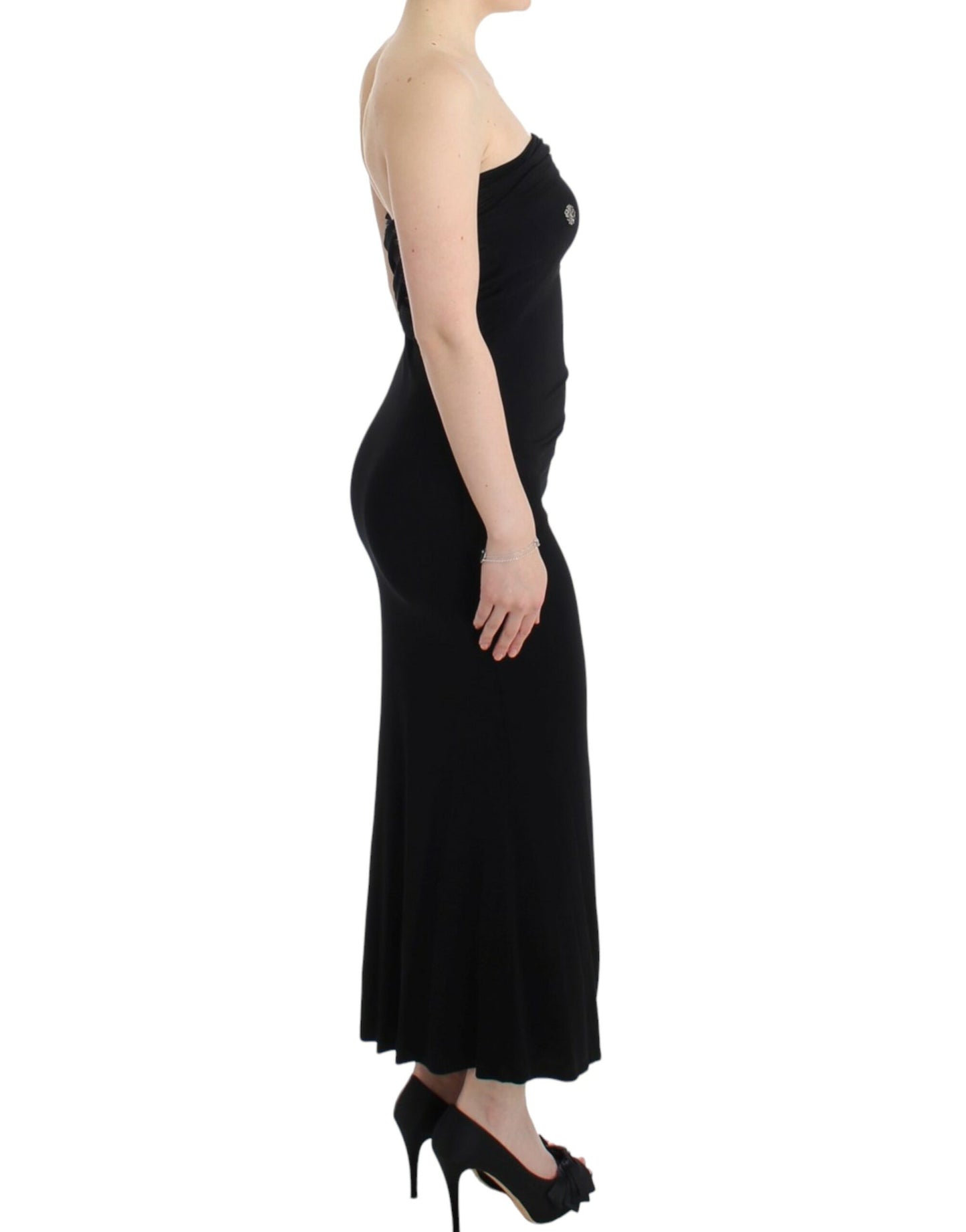 Elegant Strapless Black Maxi Dress