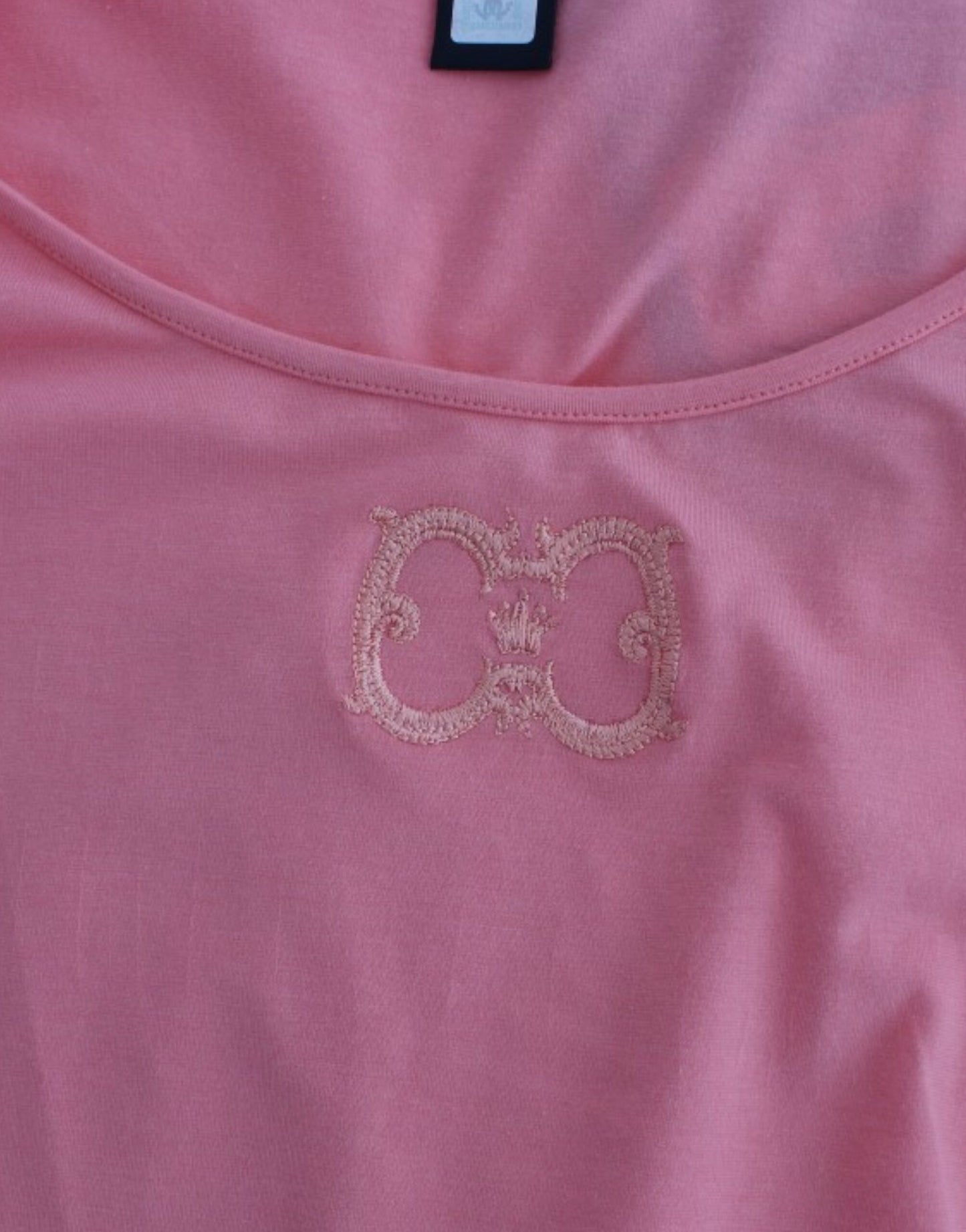 Pink Cotton Blend Tank Top with Cap Sleeves