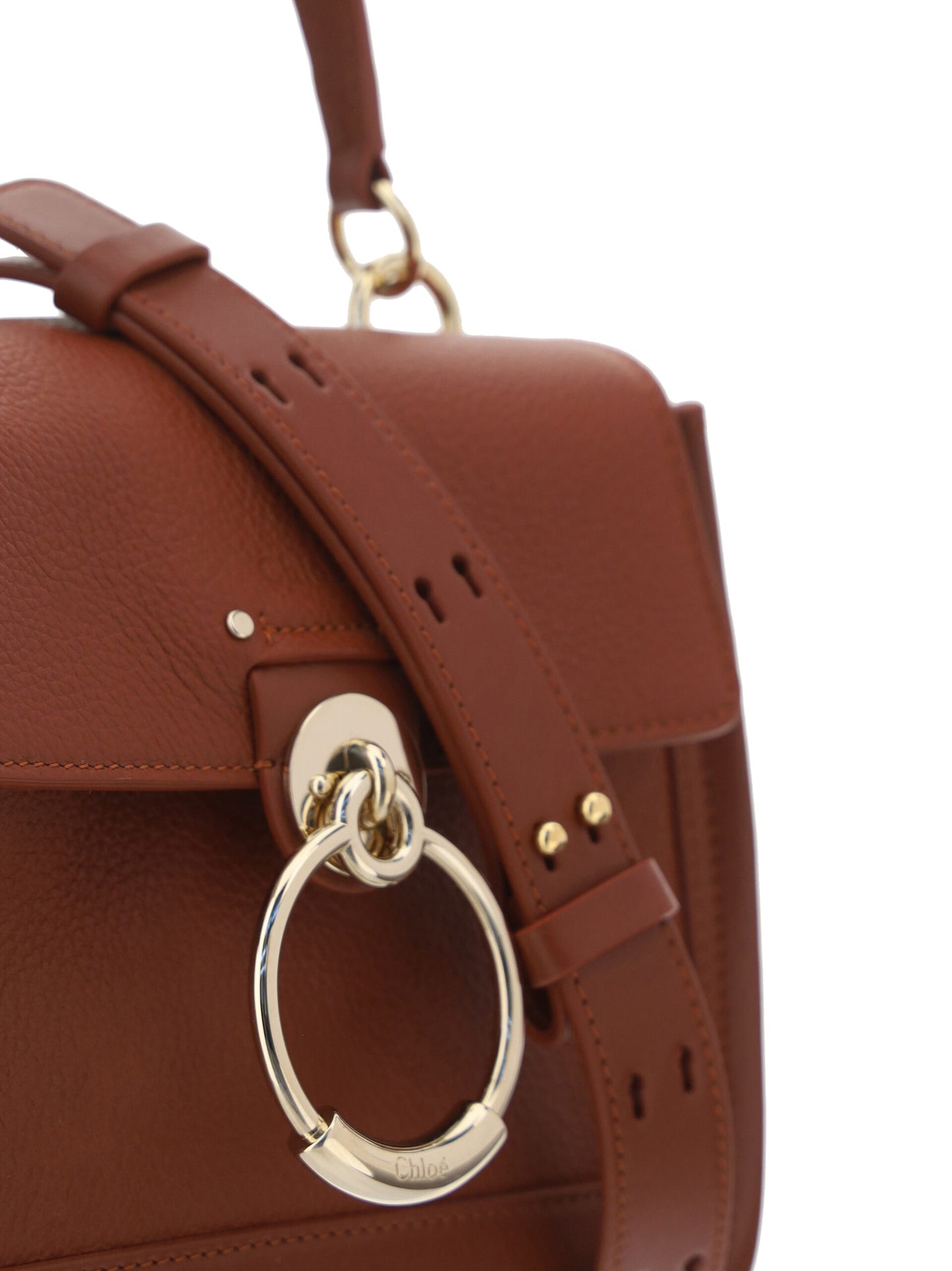 Elegant Sepia Brown Calfskin Shoulder Handbag