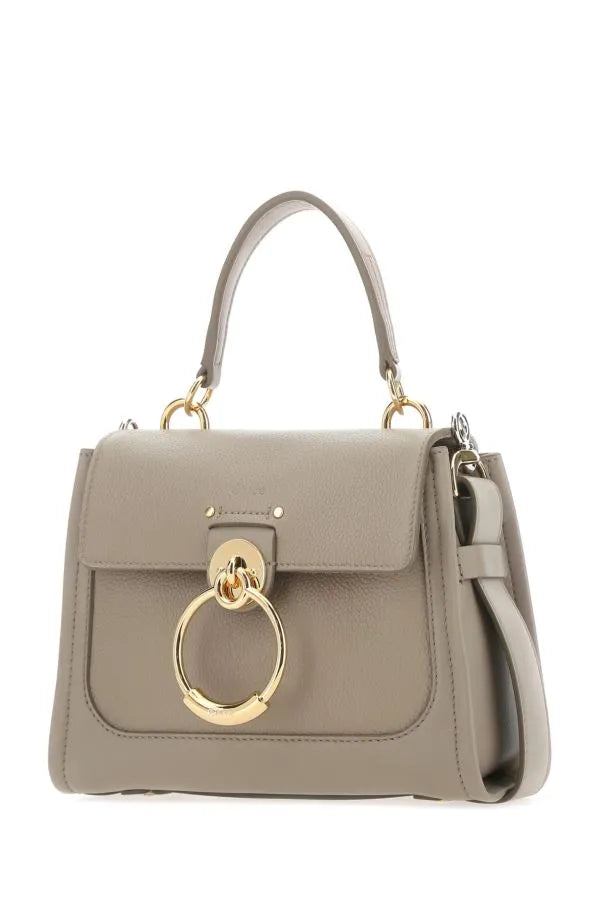 Elegant Motty Grey Calfskin Tess Handbag