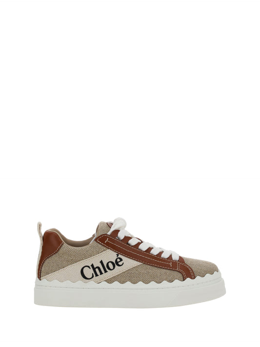 Exquisite Cotton & Calfskin Lace-Up Sneakers