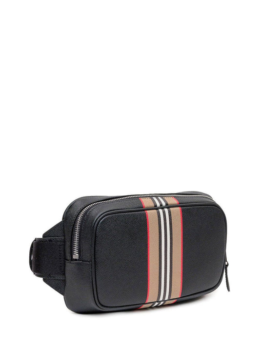 Black Calf Grain Leather Belt Bag