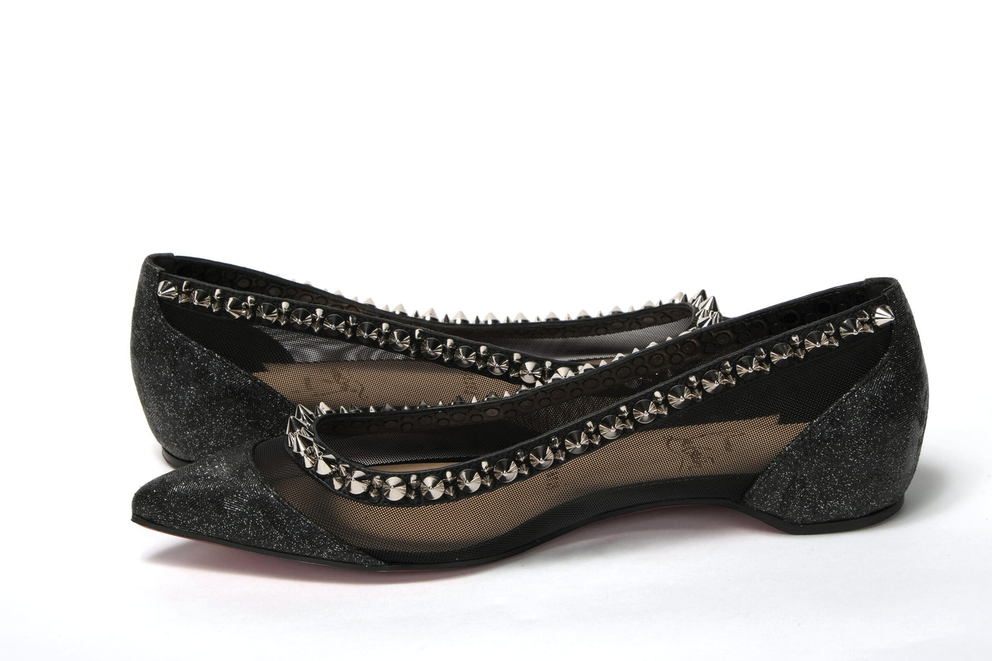 Black Silver Flat Point Toe Shoe