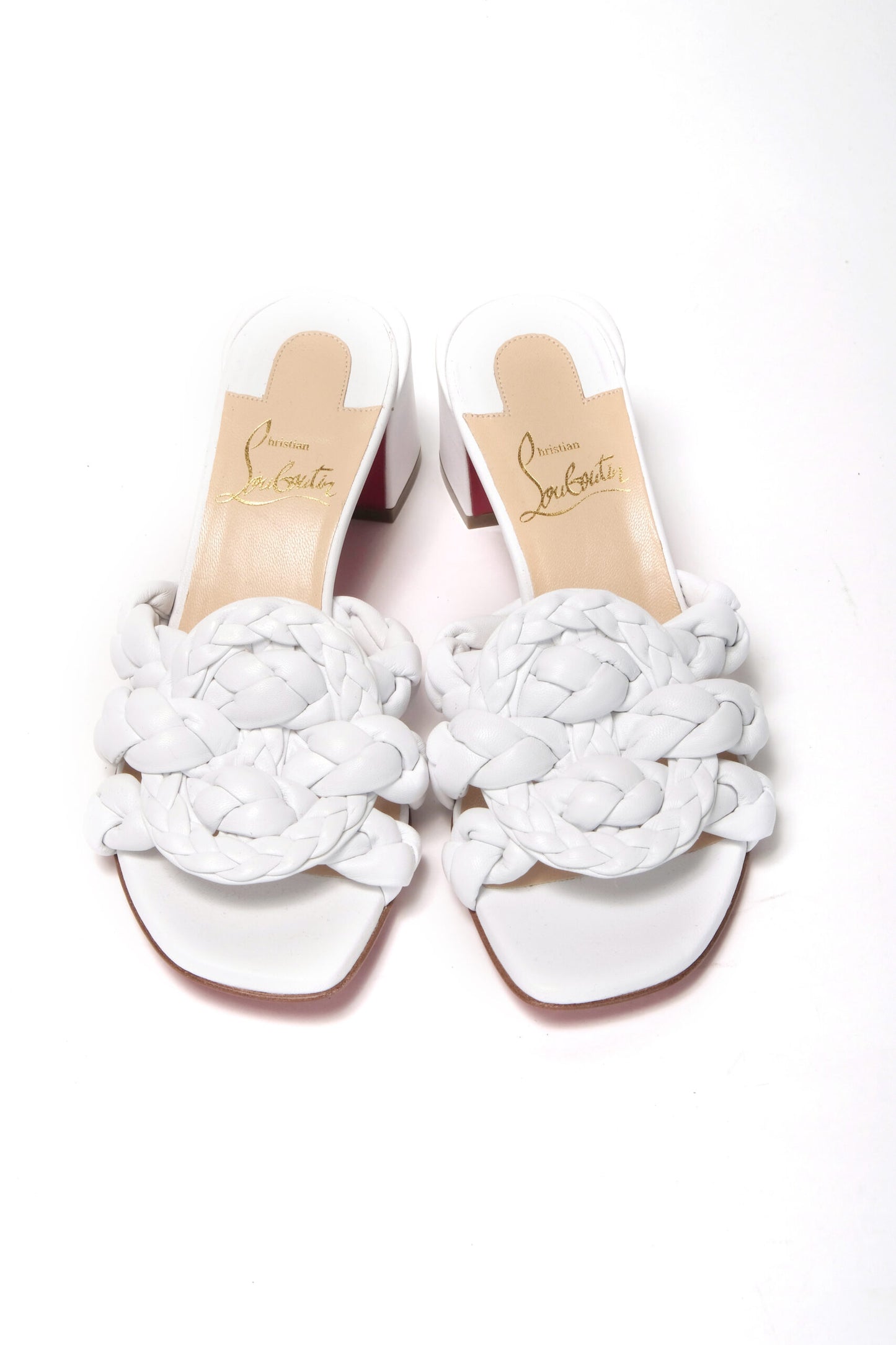 White Plaited High Heel Sandals