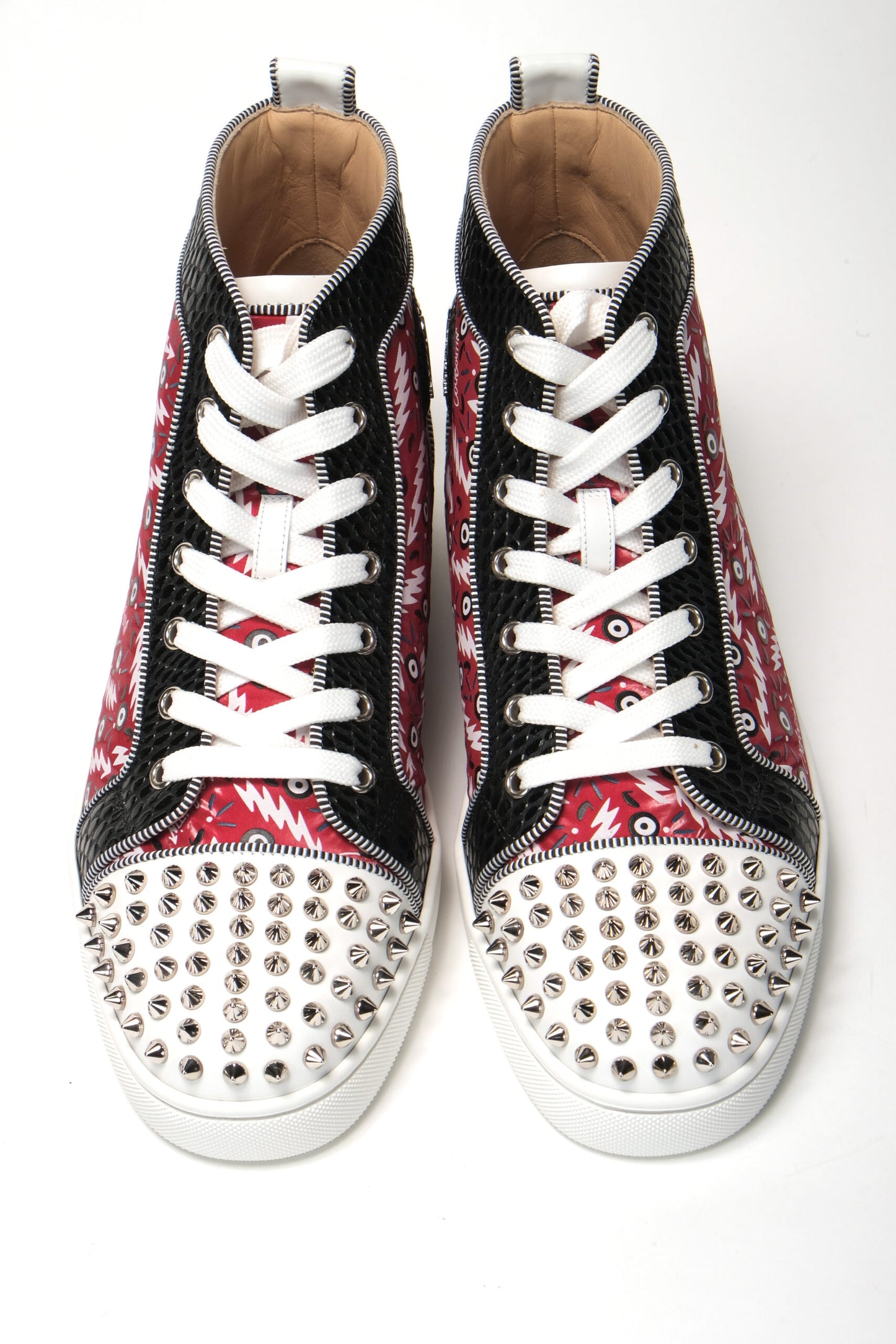 Version Loubi Red/Black Lou Spikes Orlato Flat Shoes