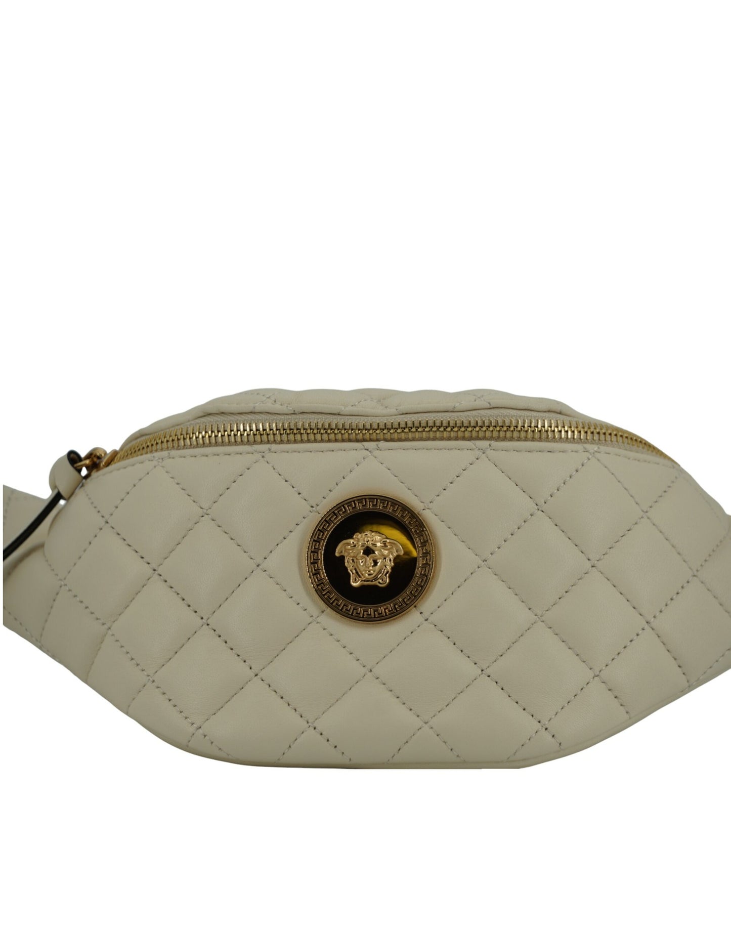Elegant White Lamb Leather Belt Bag