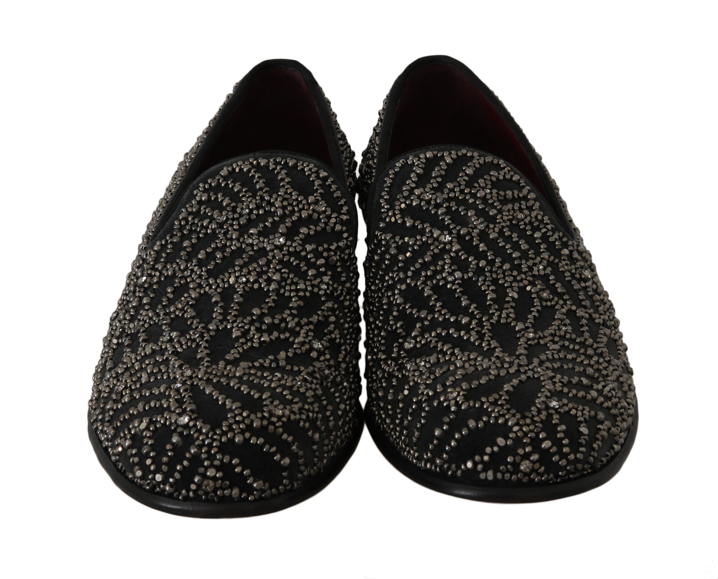 Elegant Black Velvet Loafers with Crystal Detail