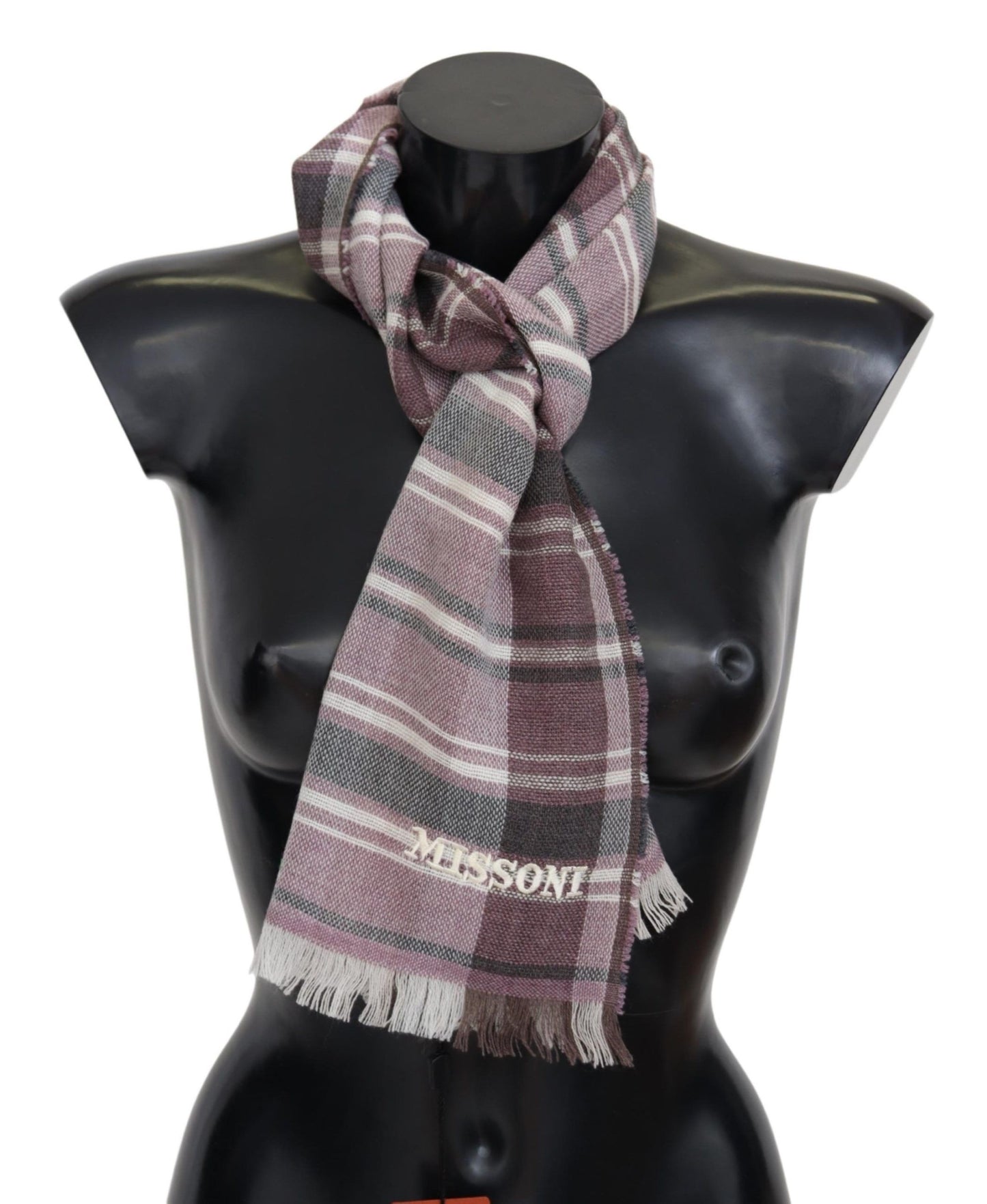 Elegant Multicolor Wool Scarf with Logo Embroidery