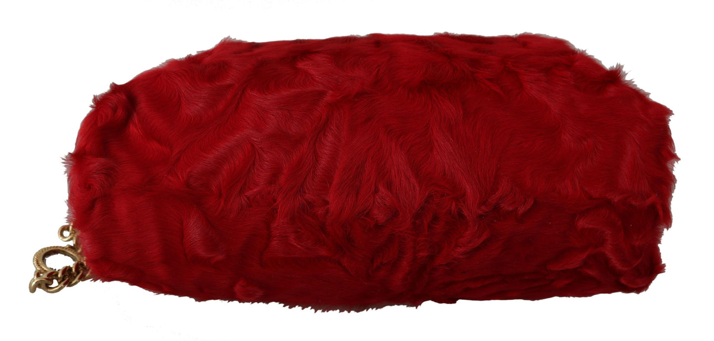 Opulent Red Fur VANDA Evening Clutch