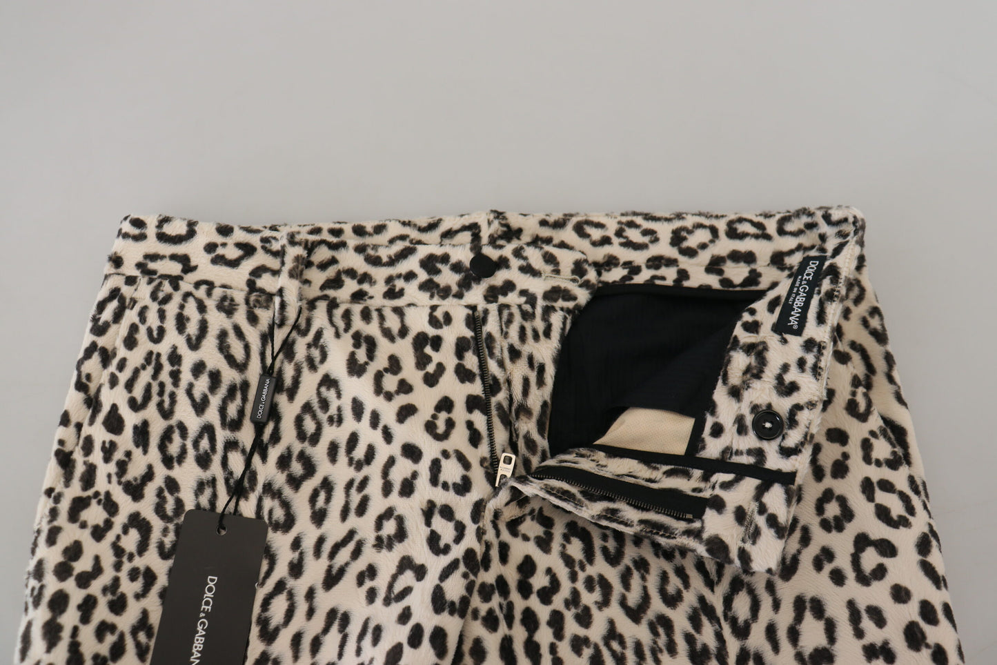 Elegant Beige Leopard Print Pants