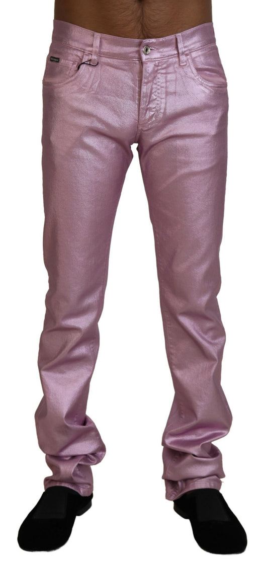 Metallic Pink Loose Denim Jeans