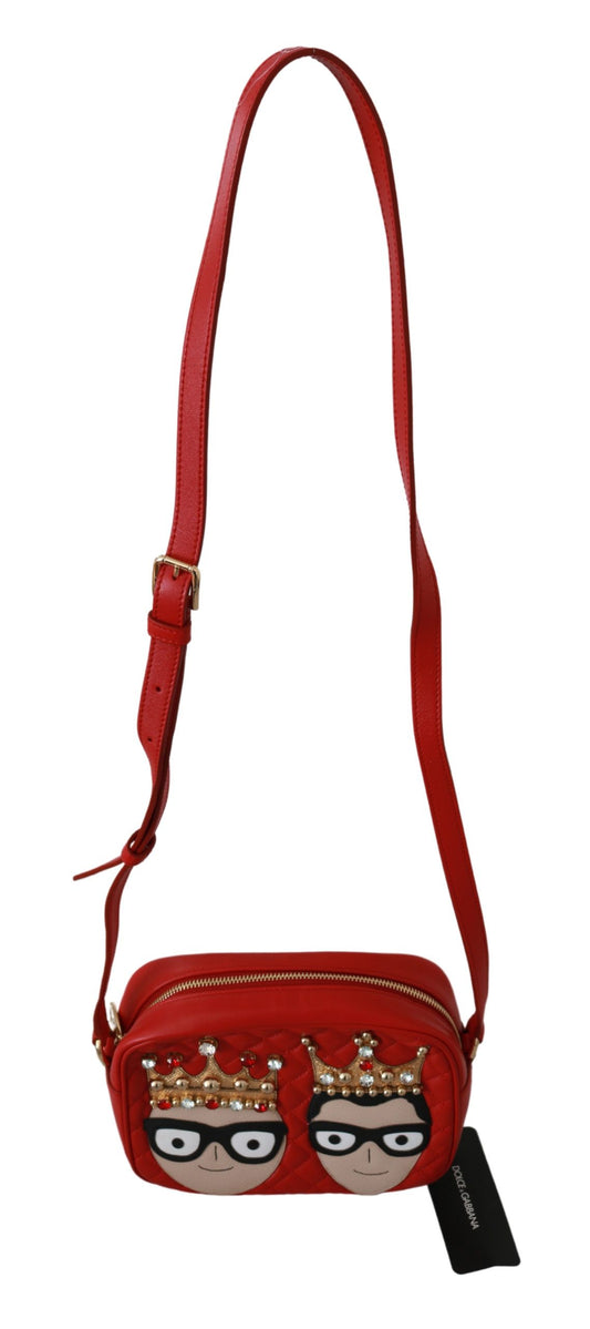 Elegant Red Leather Crossbody Glam Bag