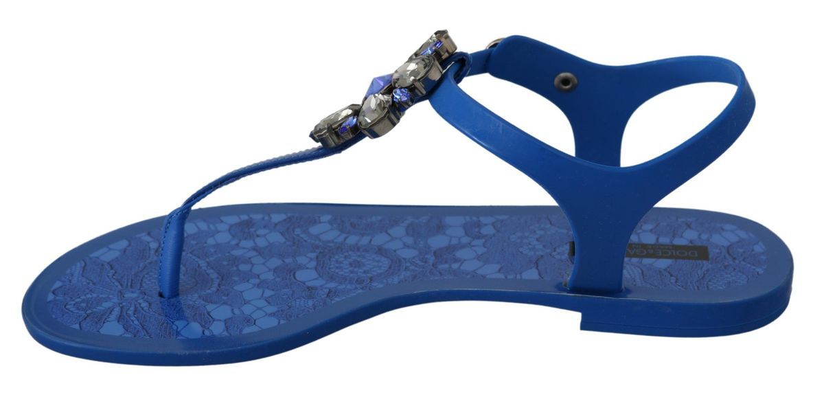 Blue Crystal-Embellished Beachwear Sandals