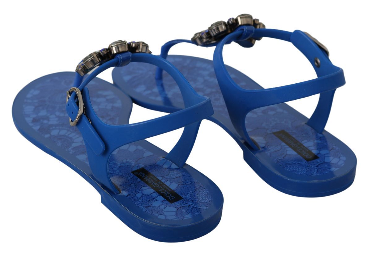 Blue Crystal-Embellished Beachwear Sandals
