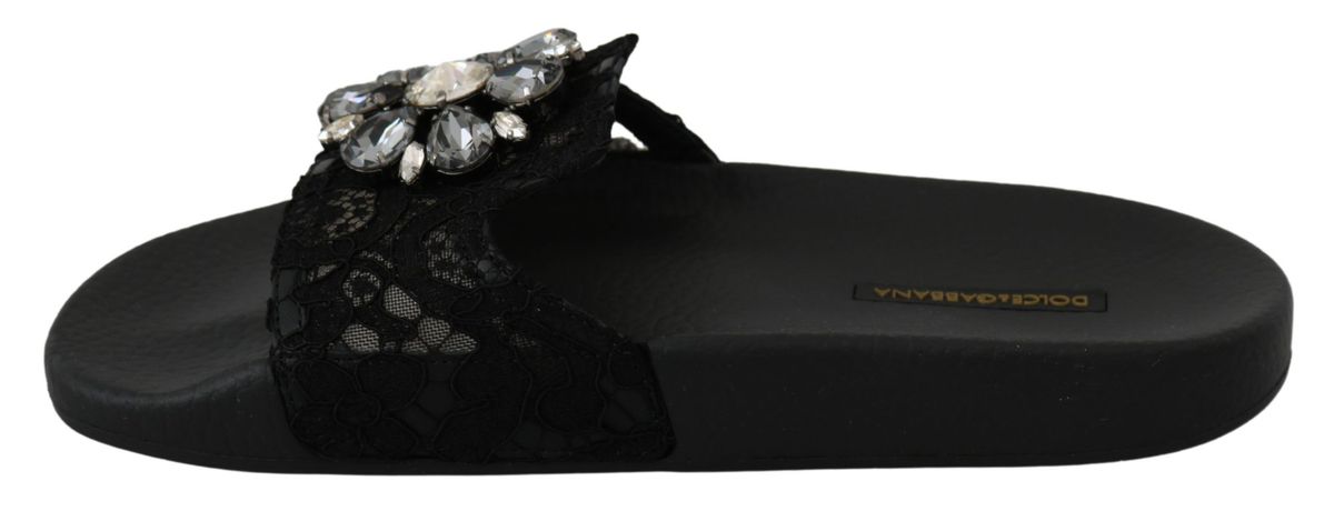 Elegant Floral Lace Sandals with Crystals