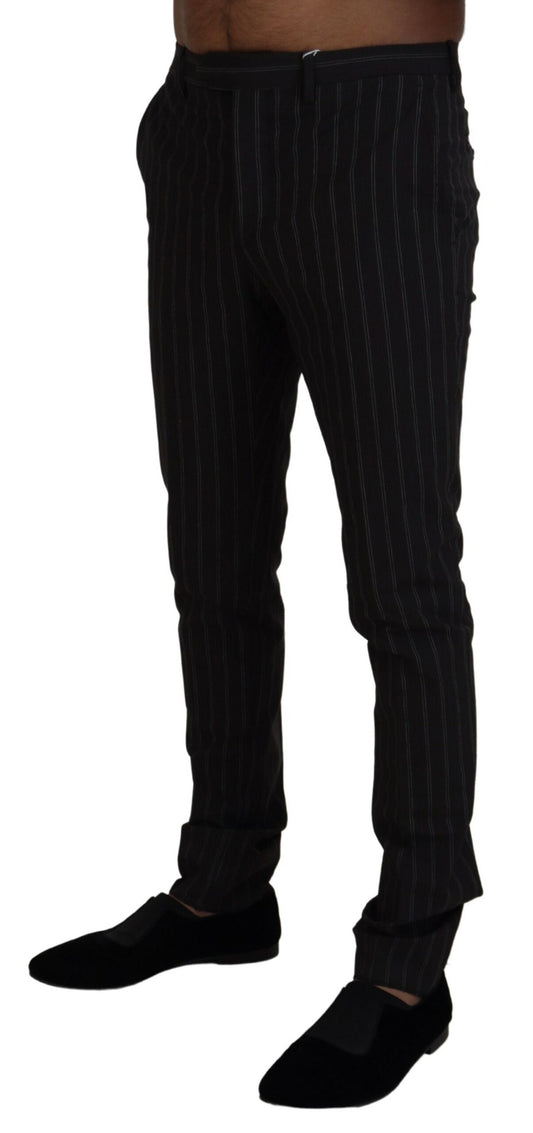 Elegant Striped Viscose Dress Pants for Men