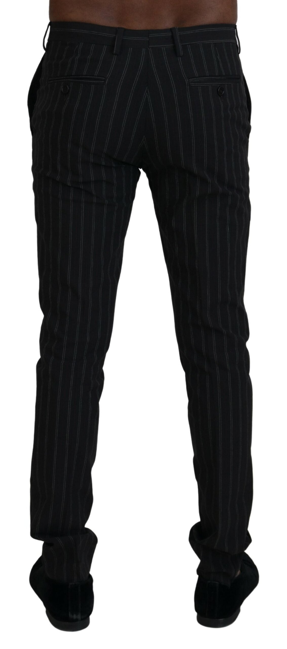 Elegant Striped Viscose Dress Pants for Men