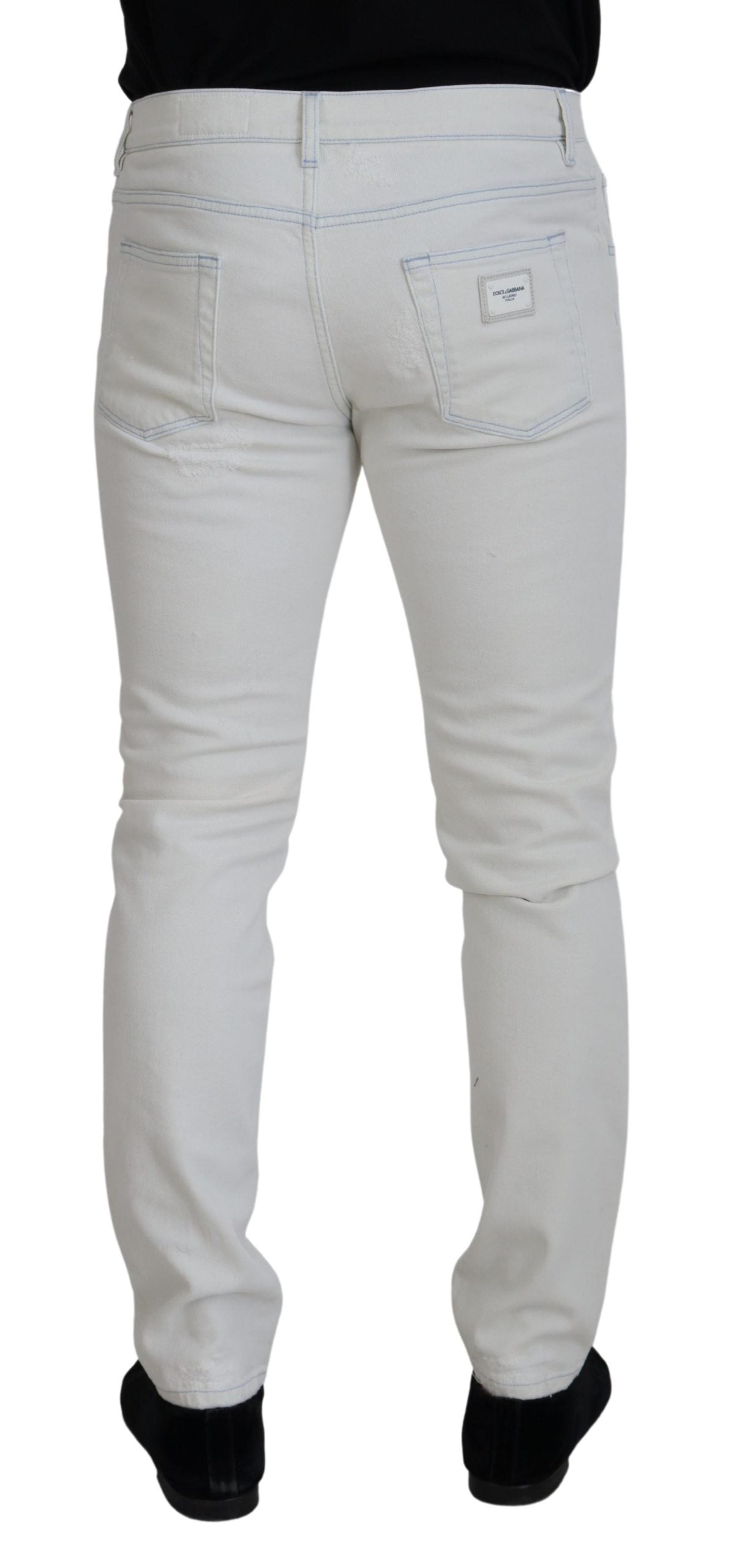 Chic White Denim Pants - Slim Fit Luxury Cotton Blend