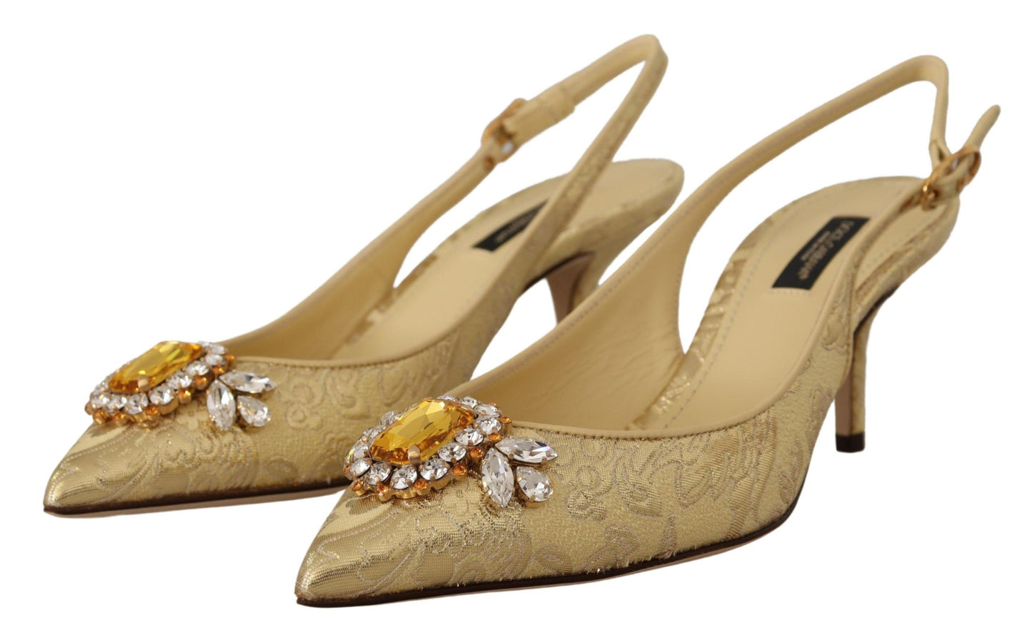 Gleaming Gold Crystal Slingback Heels