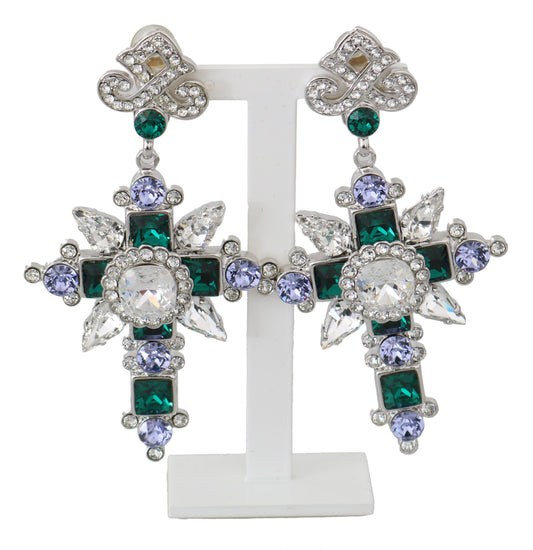 Elegant Silver Cross Clip-on Earrings