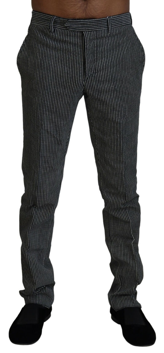 Elegant Black Patterned Men's Dress Pants