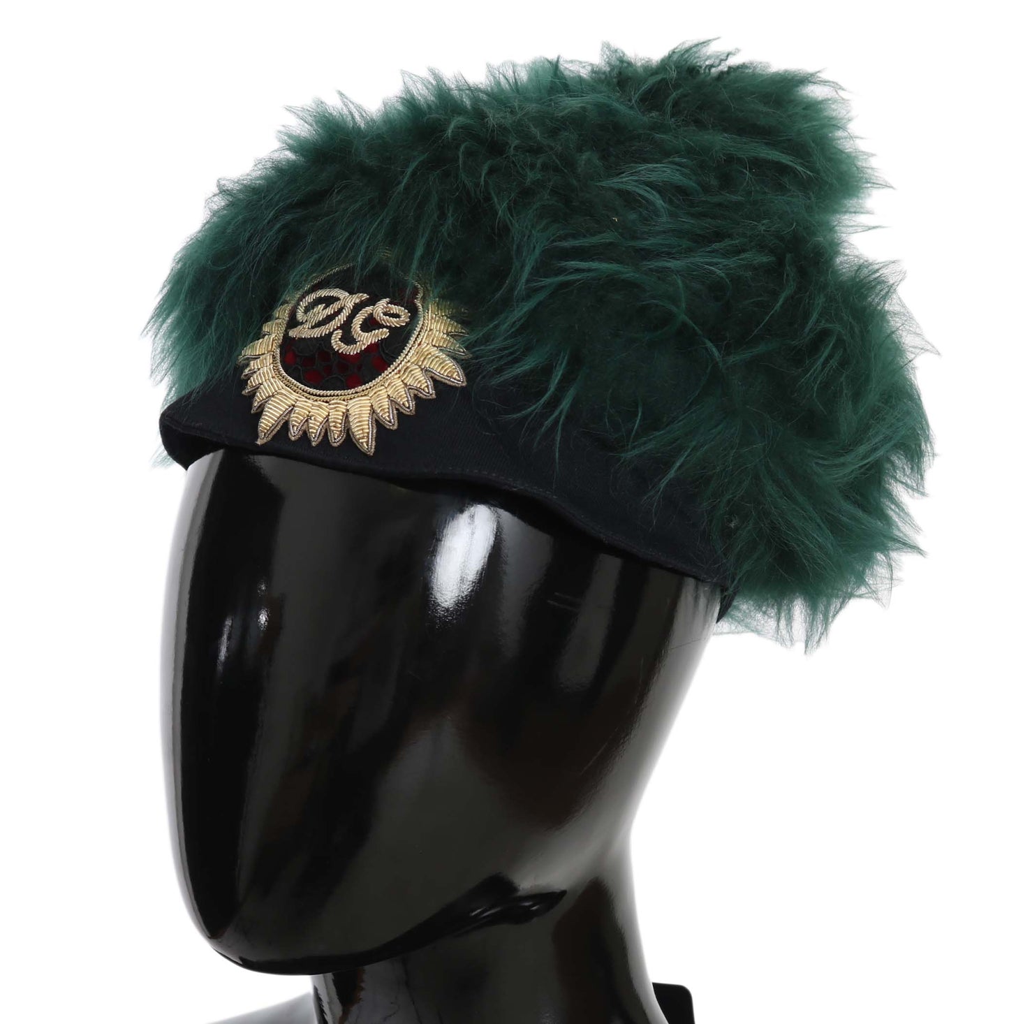 Green Fur DG Logo Embroidered Cloche Hat