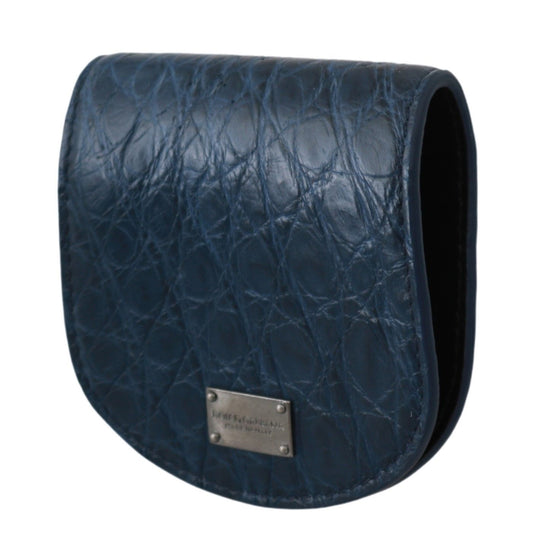 Elegant Blue Caimano Leather Condom Case Wallet