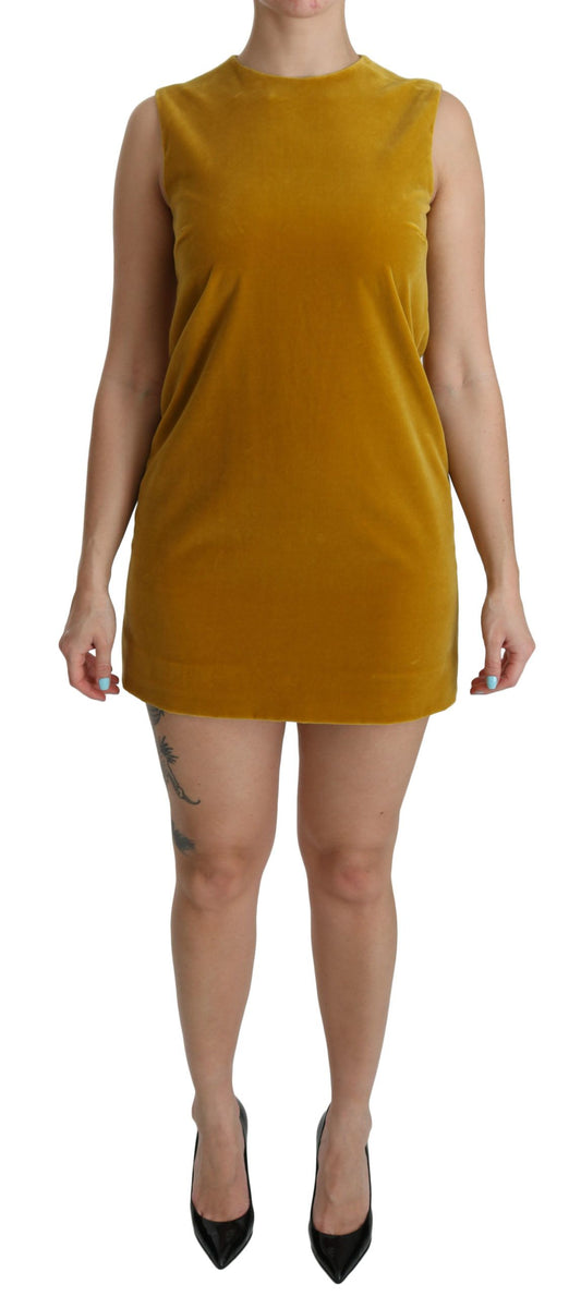 Mustard Velvet Shift Mini Dress