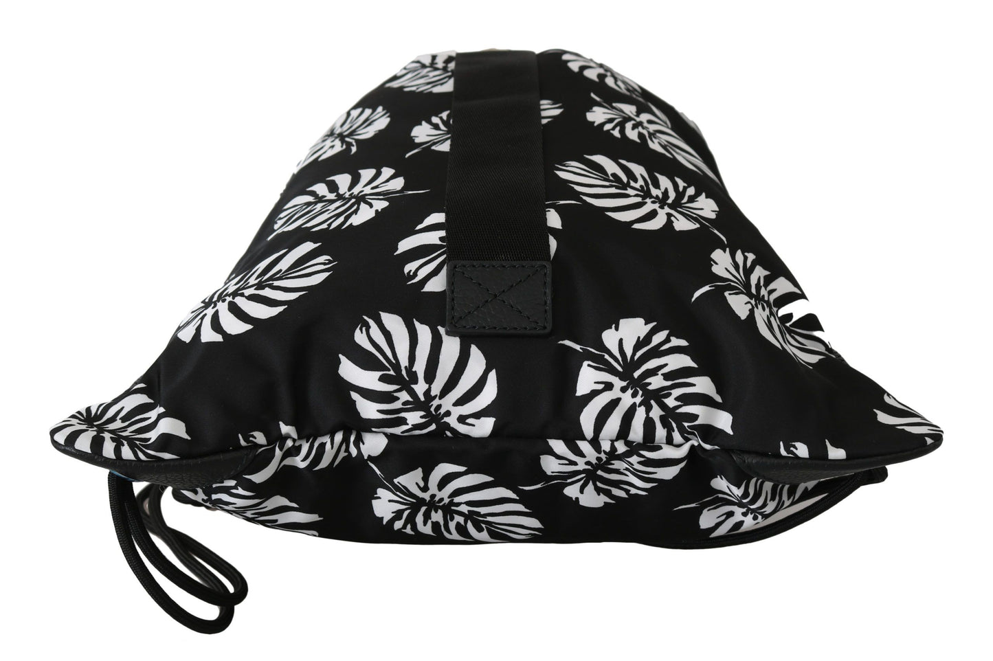 Black Palm Leaves Adjustable Drawstring Nap Sack Bag