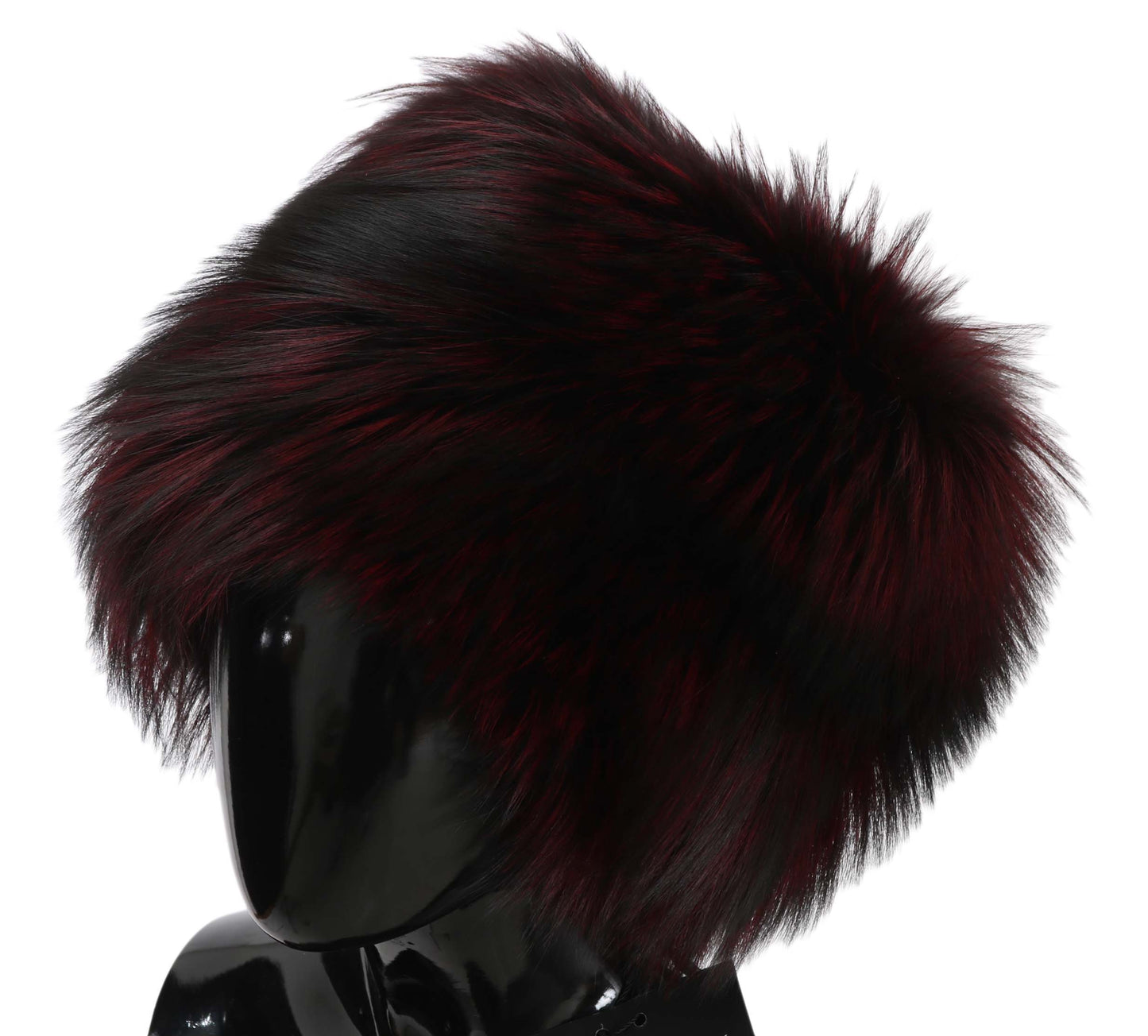 Elegant Maroon Black Silver Fox Fur Cossack Hat