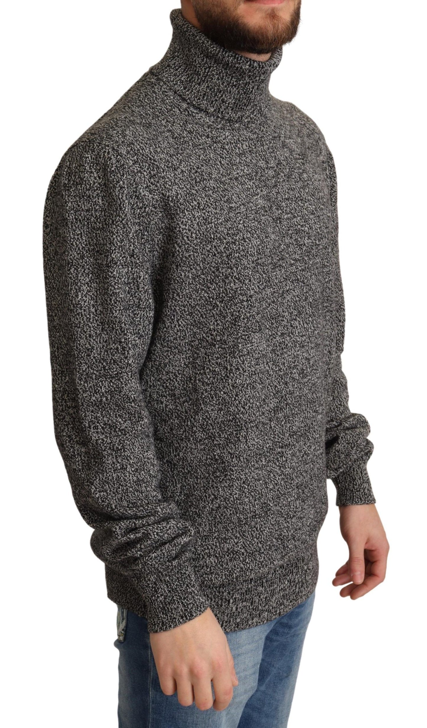 Elegant Gray Cashmere Turtleneck Sweater