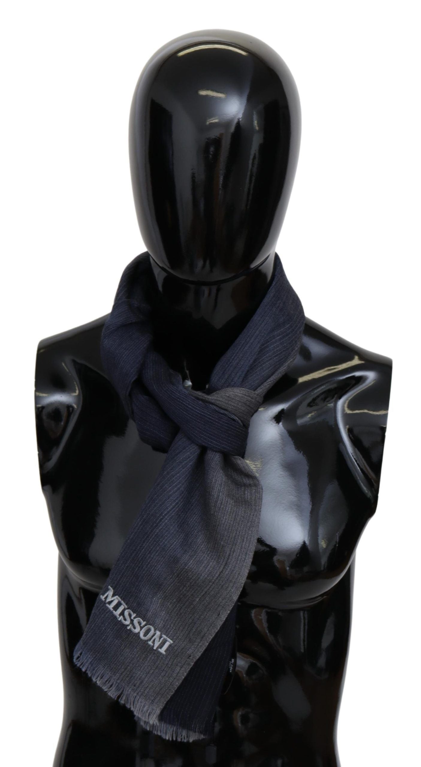 Chic Gray Wool Scarf with Signature Fringe