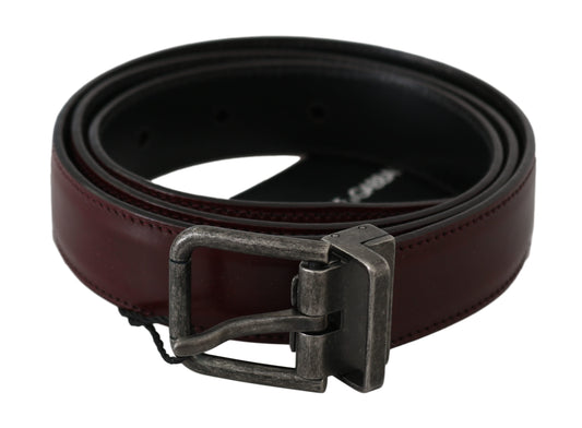 Elegant Bordeaux Leather Men's Belt