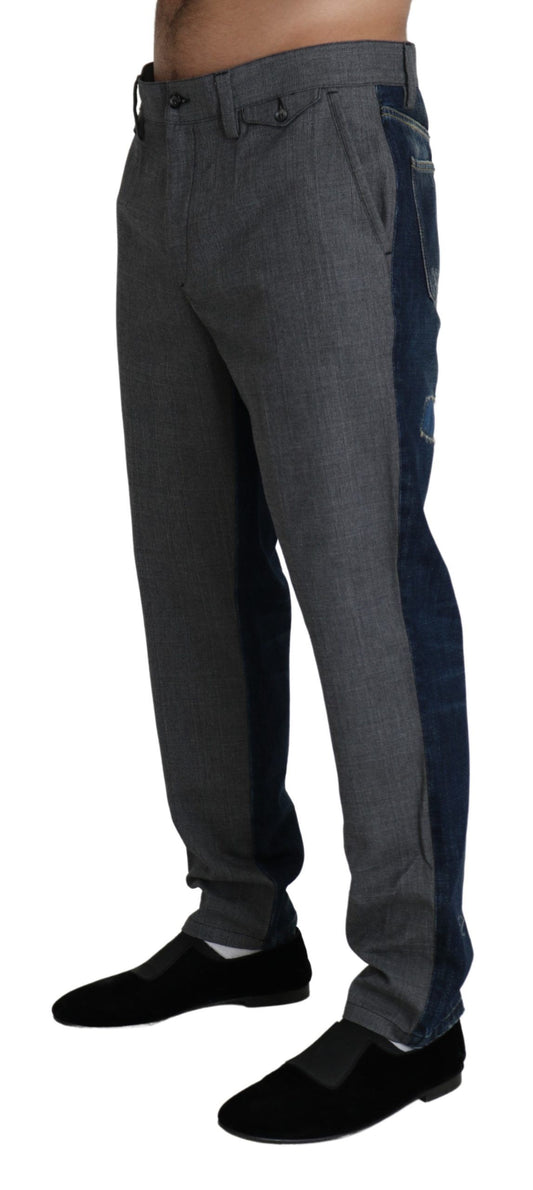 Sleek Two-Tone Cotton Trousers