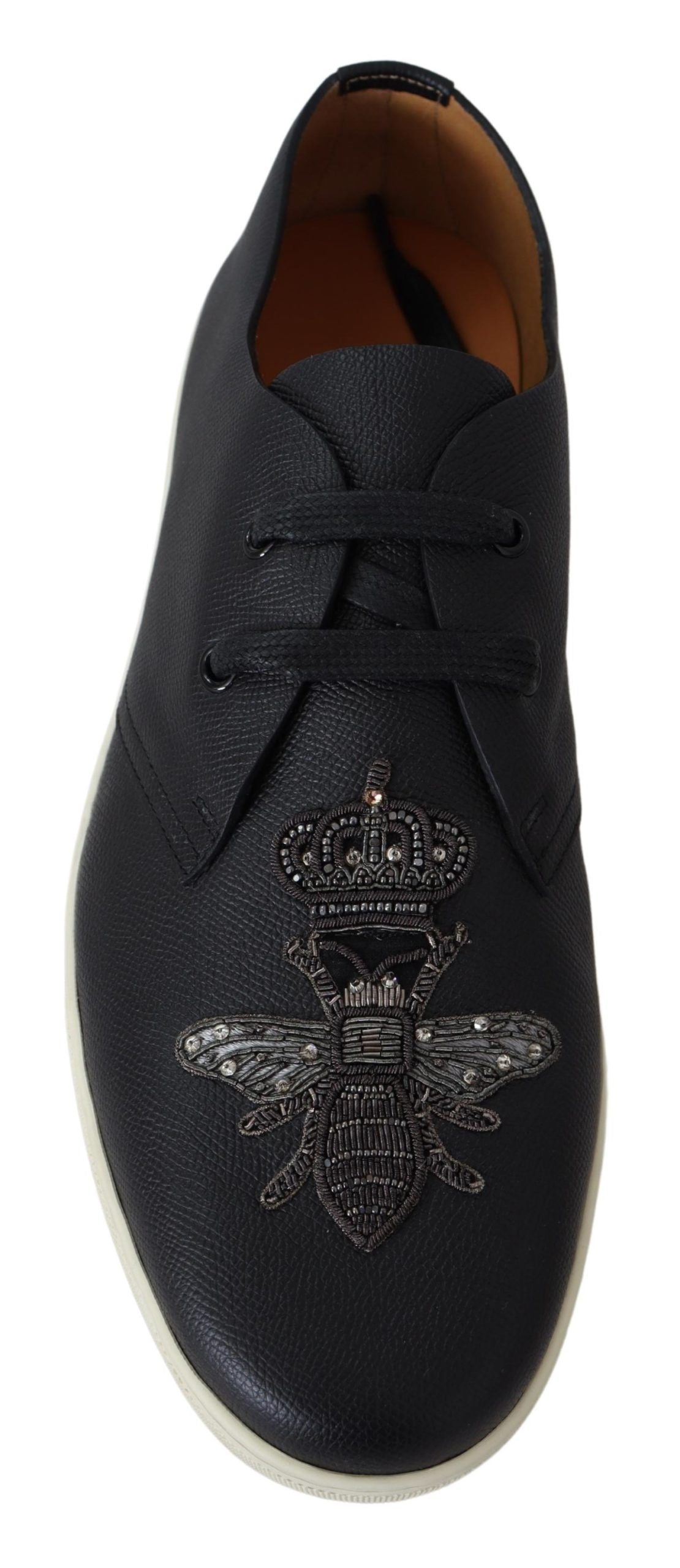 Elegant Black Leather Casual Sneakers