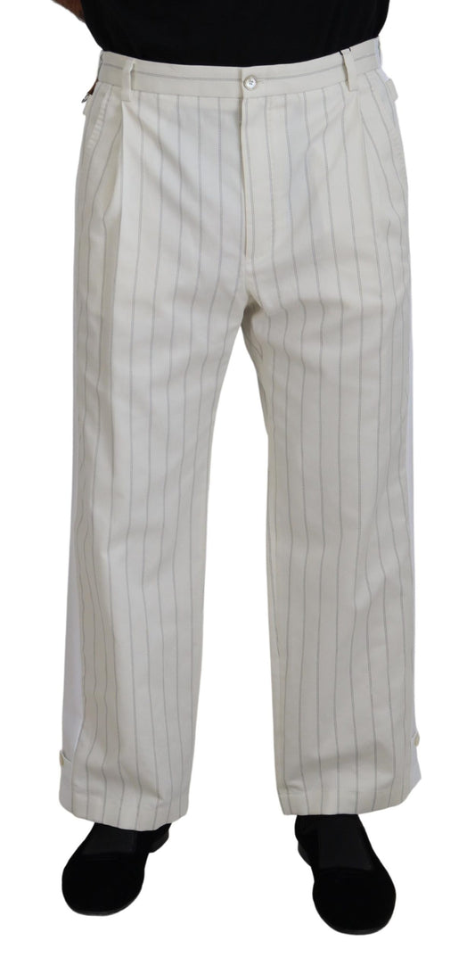 Elegant White Striped MainLine Trousers