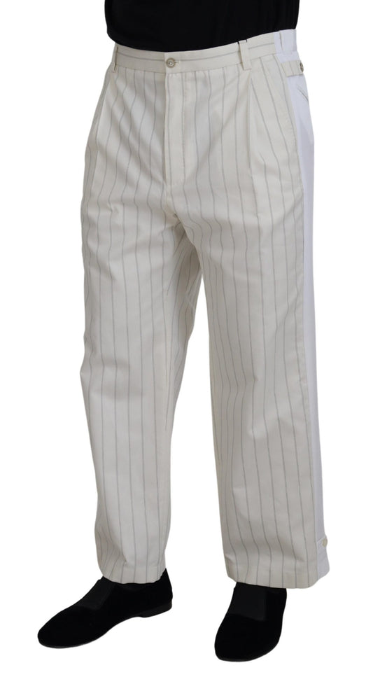Elegant White Striped MainLine Trousers