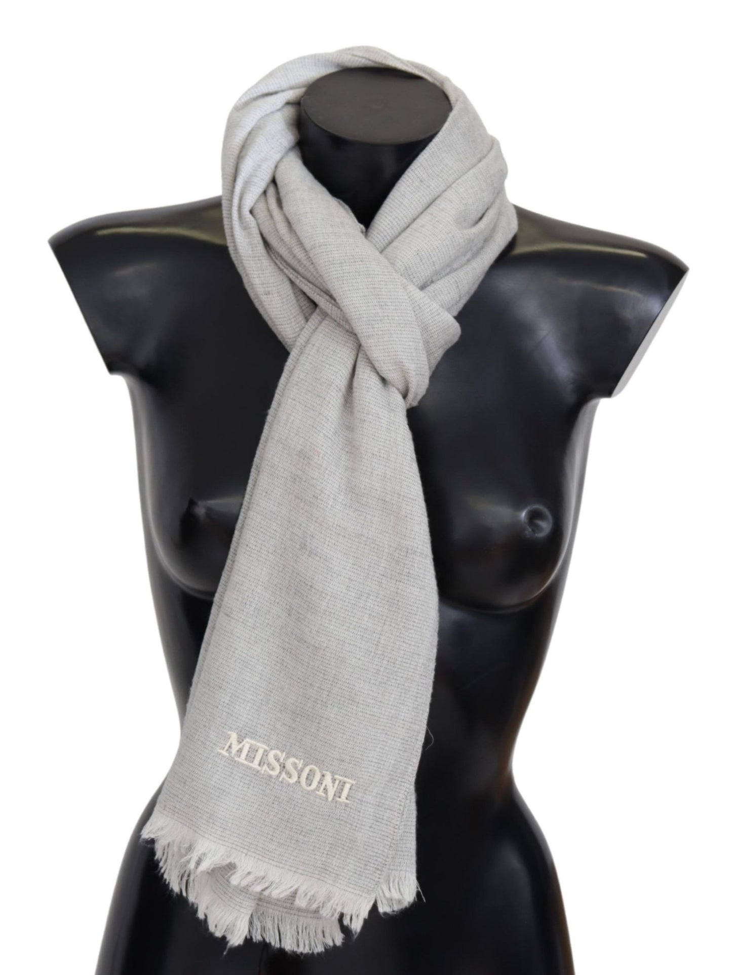 Elegant Wool Scarf with Signature Embroidery