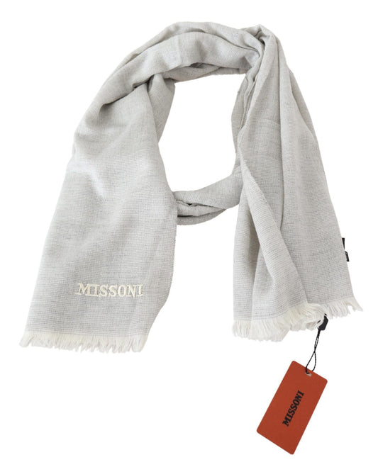 Elegant Wool Scarf with Signature Embroidery