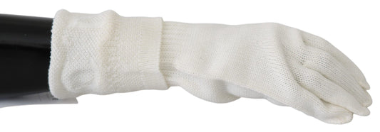 Elegant White Knitted Gloves