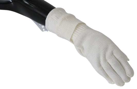 Elegant White Knitted Gloves