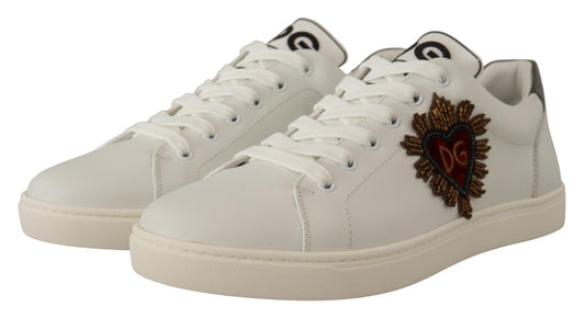 White Leather Low-Top Sneakers