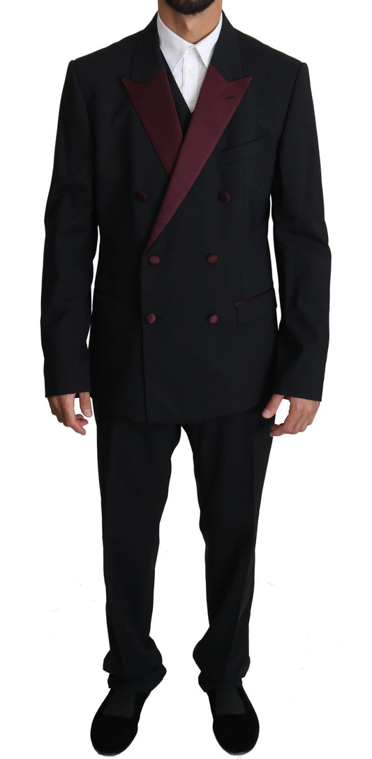 Elegant Black Martini Three-Piece Suit