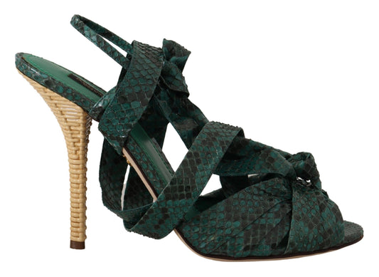 Elegant Green Python Strappy Heels