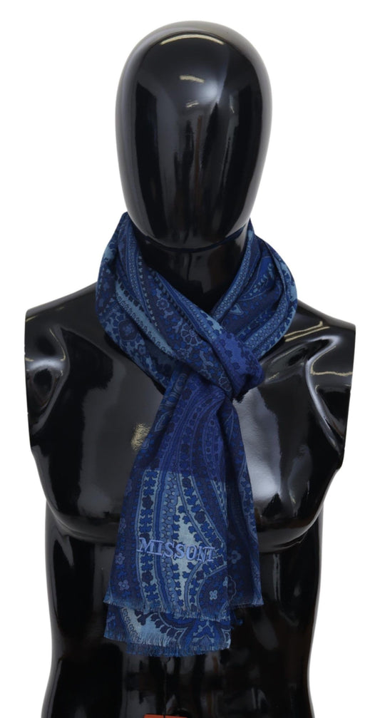 Floral Wool Scarf with Fringes