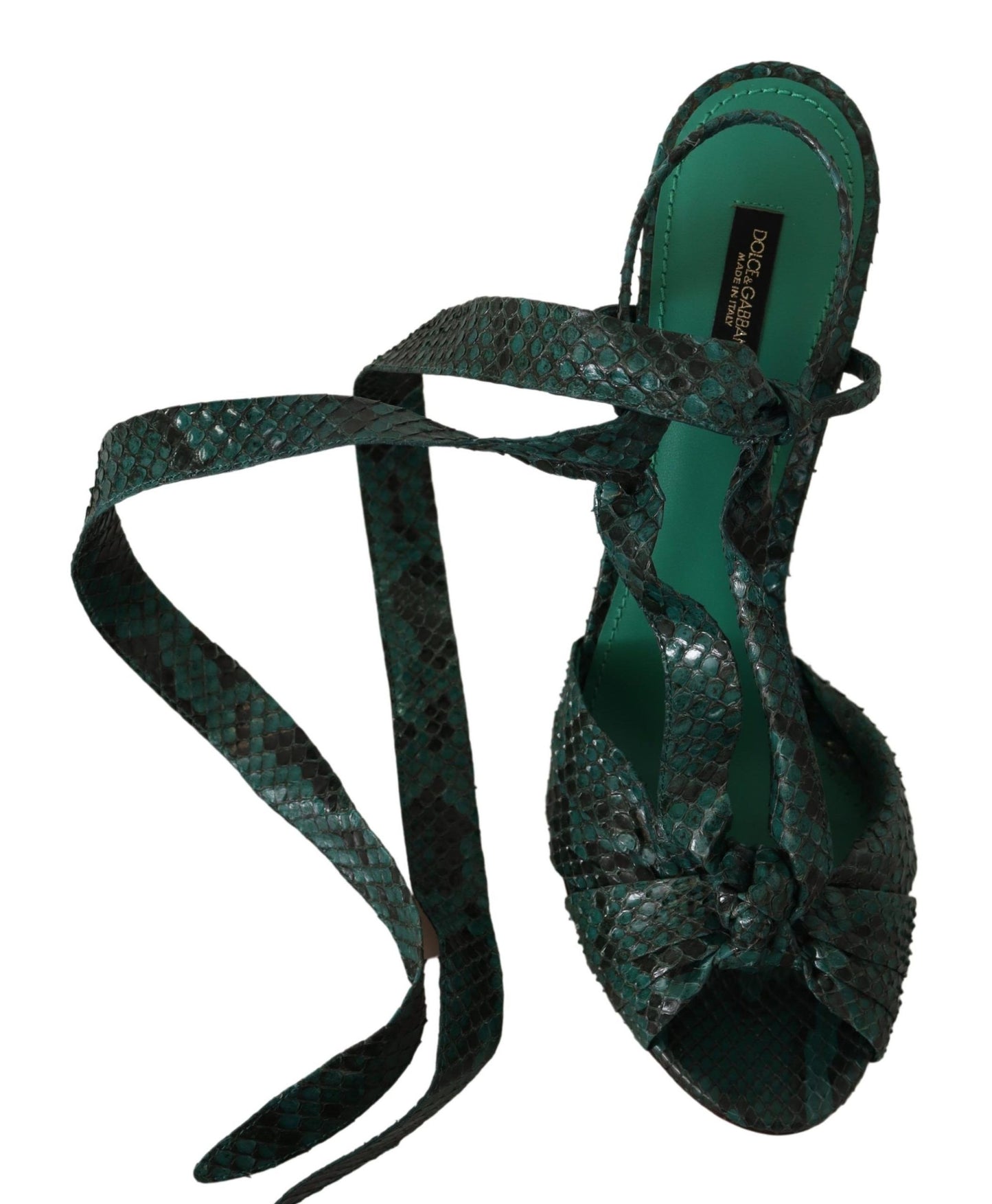 Elegant Green Python Strappy Heels